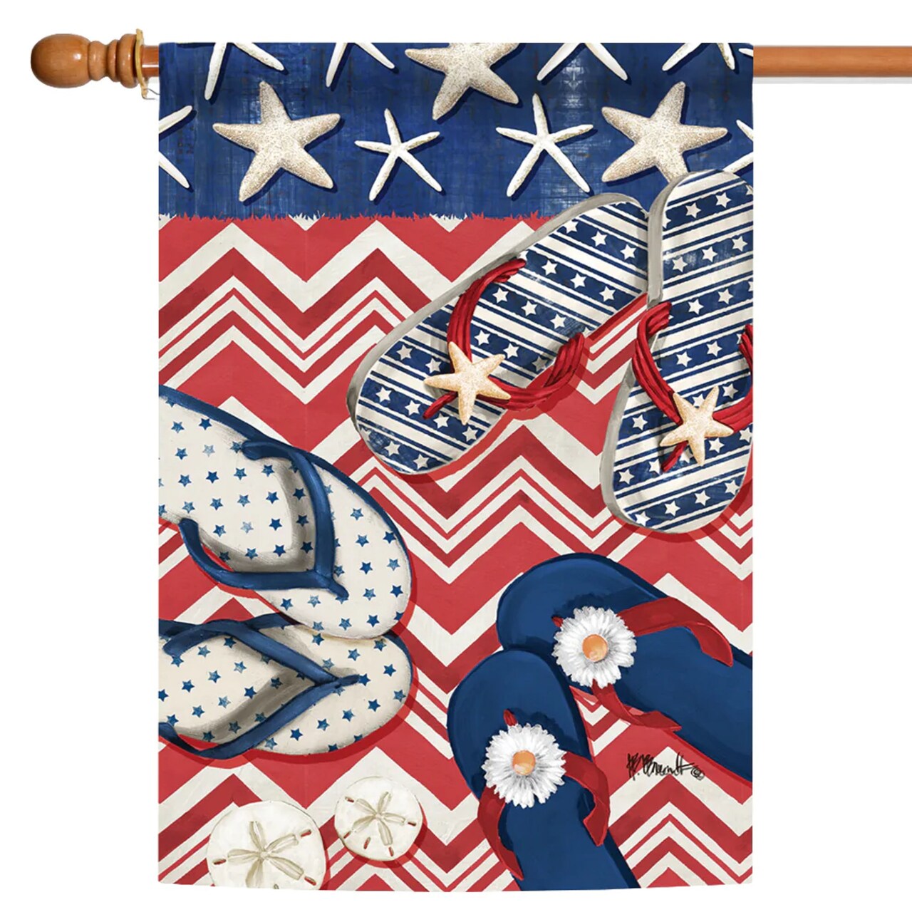 Toland Home Garden Stars and Stripes Summer Flip-Flops Patriotic Outdoor Flag - 40" x 28"